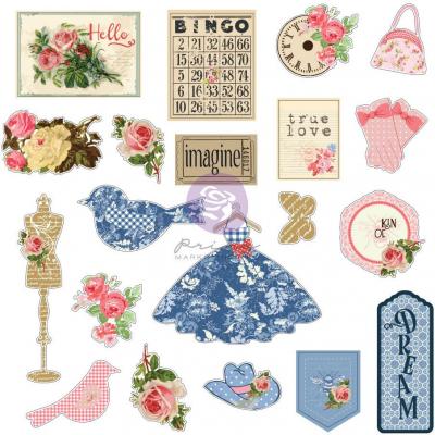 Prima Marketing Julie Nutting Die Cuts - Frayed Denim Ephemera